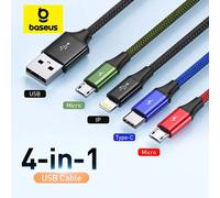 Baseus 3 en 1 Câble USB Type C Câble pour Samsung S20 Xiaomi Mi 9 Câble pour iPhone 12X11 Pro Max Huawei Chargeur Câble 3 in 1 Cable 120cm