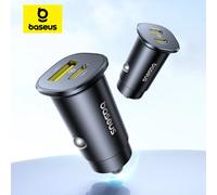 Baseus 30W chargeur de voiture charge rapide double Port USB type-c PD QC FCP AFC pour iPhone 16 15 Samsung S24 S25 Xiaomi Huawei tablette