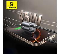 Baseus 45W chargeur de voiture UFCS PPS QC PD charge rapide pour tablettes iPhone 17 16 15 14 Samsung Xiaomi HUAWEI Mini chargeur de téléphone de voiture