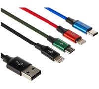 Câble 4-en-1 USB-C/2 Lightning/Micro-USB vers USB-A Fast Charge 3,5A 1,2m Noir