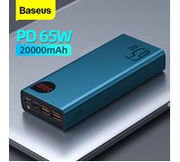 Baseus 65W Banque d'énergie 20000mAh Powerbank Portable 22.5WQC 4.0 3.0 Chargeur rapide Chargeur Pour Tout Smartphone iPhone Xiaomi