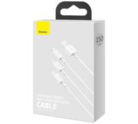 Baseus Accessoires Marque Modèle Câble USB 3 en 1 Superior Series, USB pour Micro USB/USB-C/Lightning, 3,5 A, 1,2 m (Blanc)