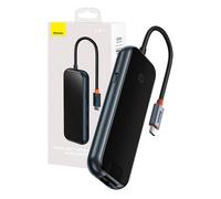 Baseus AcmeJoy USB-C vers 2x USB 3.0 + USB 2.0 + USB-C PD + RJ45 Hub 5 en 1 (gris foncé)