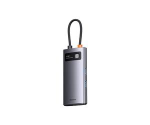 Baseus Adaptateur USB-C 3.2 Gen 1 Aluminium Gris - 3x USB-A 3.2 Gen 1, 1x USB-C 3.2 Gen 1, Ethernet RJ45 100 Mbit/s, 5V/0.9A