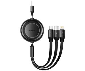 Baseus Baseus Bright Mirror 2 Series Câble rétractable 3-en-1 USB-A vers USB-C / Lightning / Micro USB Noir Noir