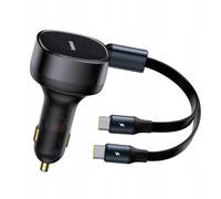 Baseus Baseus Enjoyment Chargeur de voiture rétractable 2 en 1 C+C couplage 33 W, noir