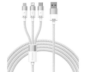 Baseus Baseus StarSpeed Series câble de charge rapide 3-en-1 USB-A vers USB-C / Lightning / Micro-USB 1,2 mètres Blanc Blanc