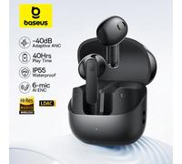 Baseus Bass BS1 NC -40dB Écouteurs sans fil ANC adaptatifs en temps réel Bluetooth 6.0 Écouteurs semi-outi LDAC Audio haute résolution 6 micro AI ENC Black