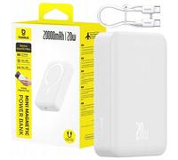 Baseus Batterie externe EnerFill FM41 20000mAh 20W magnétique avec câble USB-C vers USB-C de 30 cm - Blanc