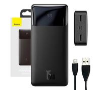 Baseus Bipow Banque d'énergie à charge rapide 20000mAh 15W noir (Overseas Edition) + câble USB-A - Micro USB 0,25m noir (PPBD050101)