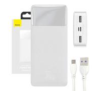Baseus Bipow Powerbank Avec Charge Rapide 20000Mah 15W Blanc (Overseas Edition) + Câble Usb-A - Micro Usb 0.25M Blanc (Ppbd050102)