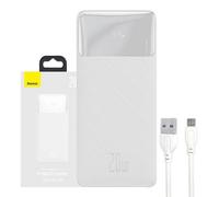 Baseus Bipow Powerbank Avec Charge Rapide 20000Mah 20W Blanc (Overseas Edition) + Câble Usb-A - Micro Usb 0.25M Blanc (Ppbd050302)