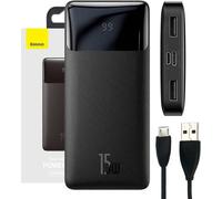 Baseus Bipow Powerbank avec écran 10000mAh 15W noir (Overseas Edition) + câble USB-A - Micro USB 0,25m noir (PPBD050001)