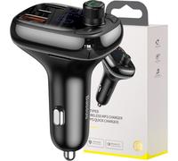 Baseus Car Charger Bluetooth FM Transmitter S-13, BT. 5.0, 10m Range, USB-A QC 12V/ 2.4A, USB-A 5V/ 1.5A, Type-C 12V/ 2.4A, Black (CCMT000101)
