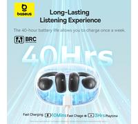 Baseus Bowie MC1 Écouteurs à clip TWS ouverts - Noir cosmique