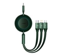 Baseus Bright Mirror 2 câble rétractable 3in1 USB Type C - Micro USB + Lightning + USB Type C 3.5A 1.1m vert (CAMJ010206)