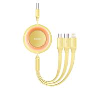 cable usb type a bright mirror 2 3en1 micro usb + lightning + usb type-c 3.5a 1.1m jaune (camj010011)