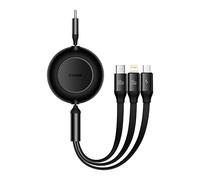 Baseus Baseus Bright Mirror 2 Series Câble de charge rapide rétractable 3-en-1 USB-C vers USB-C / Lightning / Micro USB 100 Watt Noir