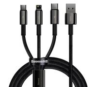 Baseus Câble USB Tungsten Gold 3-en-1 USB 2.0 1,5 m USB A/USB-C/Micro-USB/Lightning Noir