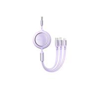 baseus cable bright mirror 3 w 1 usb sur micro usb, lightning, type-c 66w 1,2 metra (camlc-mj05) fioletowy
