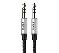 BASEUS Cable DE Audio Mini Jack 3,5 MM AUX YIVEN 1M (Negro Y Plateado)