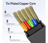 Baseus Cable Golden Loop 3-in-1 Elastic Data Cable Usb For M+l+t 3.5a