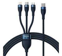 Baseus Câble USB 3 en 1 Flash Série 2, USB-C + Micro USB + Lightning, 100 W, 1,5 m (Bleu)