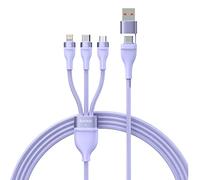 Baseus Câble USB 3 en 1 Flash Series 2, USB-C + micro USB + Lightning, 100 W, 1,2 m (violet)
