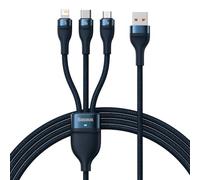 Baseus Câble USB 3 en 1 Flash Series USB-C + Micro-USB + Lightning 66 W 1,2 m Bleu
