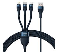 Baseus Câble USB 3 en 1 série Flash, USB-C + micro USB + Lightning, 100 W, 1,2 m (bleu)
