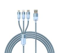 Baseus Câble USB 3 en 1 StarSpeed, USB-C + Micro + Lightning 3,5A, 1.2m - Bleu