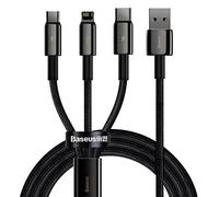 Baseus Câble USB Tungsten Gold 3-en-1 USB 2.0 1,5 m USB A/USB-C/Micro-USB/Lightning Noir