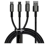 Câble Usb 3W1 Baseus Tungsten Gold, Usb Do Micro Usb / Usb-C / Lightning, 3.5A, 1.5M (Czarny)