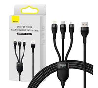 Câbles USB vers Micro-USB+Lightning+Type-C 66W 1.2m Noir