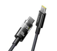Baseus Câble USB C avec Affichage Numérique, Câble de Charge Rapide 100 W Type-C vers C avec 480 Mbps, Fil Tressé, Compatible avec iPhone16/16Pro/16Pro Max/15, Samsung S24U, Macbook, Surface, 1 m