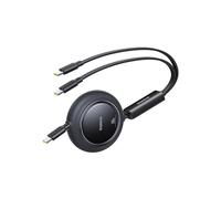 Baseus Câble USB C rétractable, 100 W 2 en 1 USB C vers USBC, 5 préréglages de longueur, 1,2 m, câble de charge de type C 5 A pour iPhone 17 Pro/Plus/Max, Galaxy S24/S23, iPad Pro, tablette