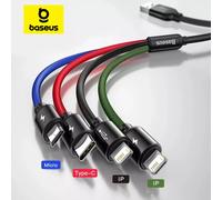 Baseus - câble USB Micro et Type C 3 en 1 pour recharge, compatible avec Samsung S20 Xiaomi Mi 9 iPhone 12X11 Pro Max Huawei 3 in 1 Cable 120cm