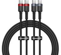 Baseus Cafule Pack de deux câbles USB-C vers USB-C 1m, 100W, rouge/noir & noir/gris