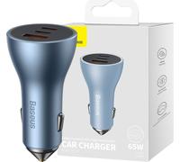 Baseus Car Charger golden Contactor pro, 2x USB-C, 1x USB, 65 W (bleu)