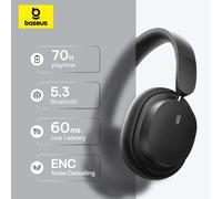 Baseus casque sans fil Bluetooth 5.3 niveau HIFI écouteur 40mm pilote pliable sur l'oreille casques 70H Playtime Audio spatial Bowie D05 White