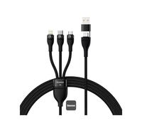 Baseus CASS030101: Câble 1.2m USB-A/USB-C vers USB-C/Micro-USB B/Lightning, Connecteurs mâles, Aluminium/Nylon, Charge rapide, Noir