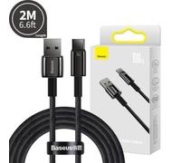 Baseus Câble USB vers Type‑C Tungsten Gold – 100 W, 2 m, 480 Mb/s – Noir