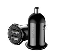 Baseus CCALLP-01 Chargeur Allume-Cigare Auto Universel Noir - 2 Ports USB 2.0, 5V/2.4A par Port, 12-24V, ABS+PC, Charge Rapide