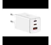 Baseus CCGP120202 Chargeur Secteur Intérieur 65W Blanc - 1x USB-C Power Delivery + 2x USB-A Quick Charge 3.0 - Compatible Secteur et USB