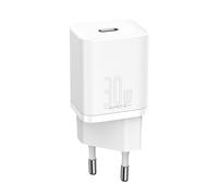 Baseus CCSUP-J02 Chargeur Secteur Universel 30W USB-C, 100-240V, Blanc, PC, Compatible Charge Rapide, 78x34x28mm, Intérieure
