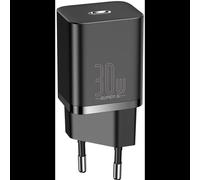 Baseus CCSUPJ01 Chargeur Secteur Universel Noir - Port USB Type-C 30W, 100-240V, Charge Rapide, Intérieur, Polycarbonate, 78x34x28mm, 57g