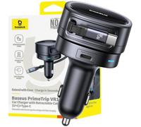 Baseus Chargeur Allume-Cigare Baseus PrimeTrip VR1 60W USB-A USB-C avec Câble USB-C rétractable - Noir