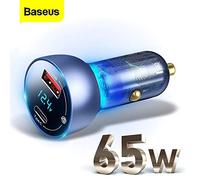 Baseus Chargeur de Voiture avec Affichage numérique PPS QC U+C (60 W C+C câble 1 m) 45 W Noir TZCCKX-0G