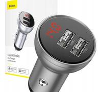 Baseus Chargeur de voiture avec écran, 2X Usb, 4.8A, 24W (Argent)