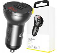 CARGADOR DE COCHE BASEUS CCBX-0G Con PANTALLA 2X USB 4 8A 24W (Gris)